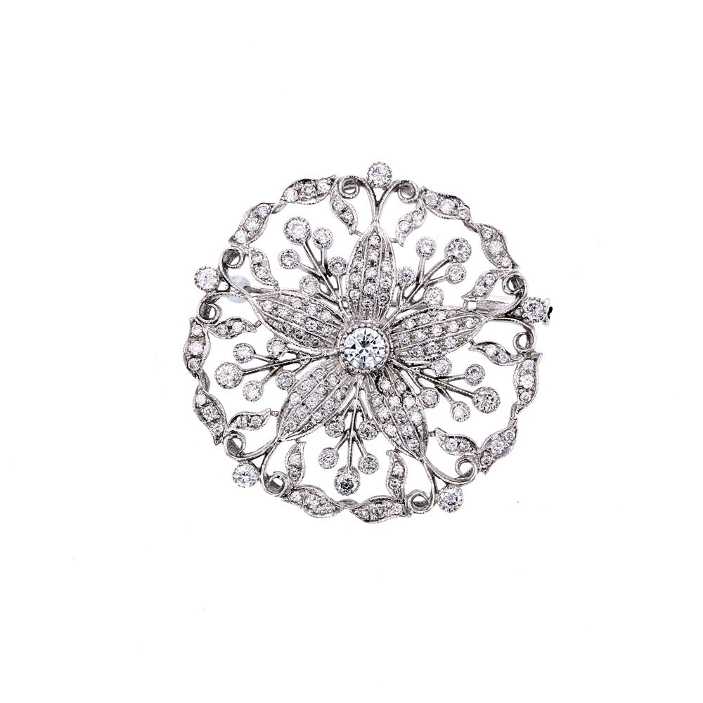 Diamond Flower Brooch / Pin