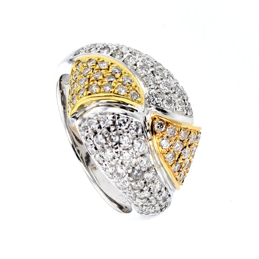 Tri-Color Gold Dome Style Diamond Ring