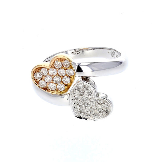 White & Yellow Gold Diamond Heart Ring