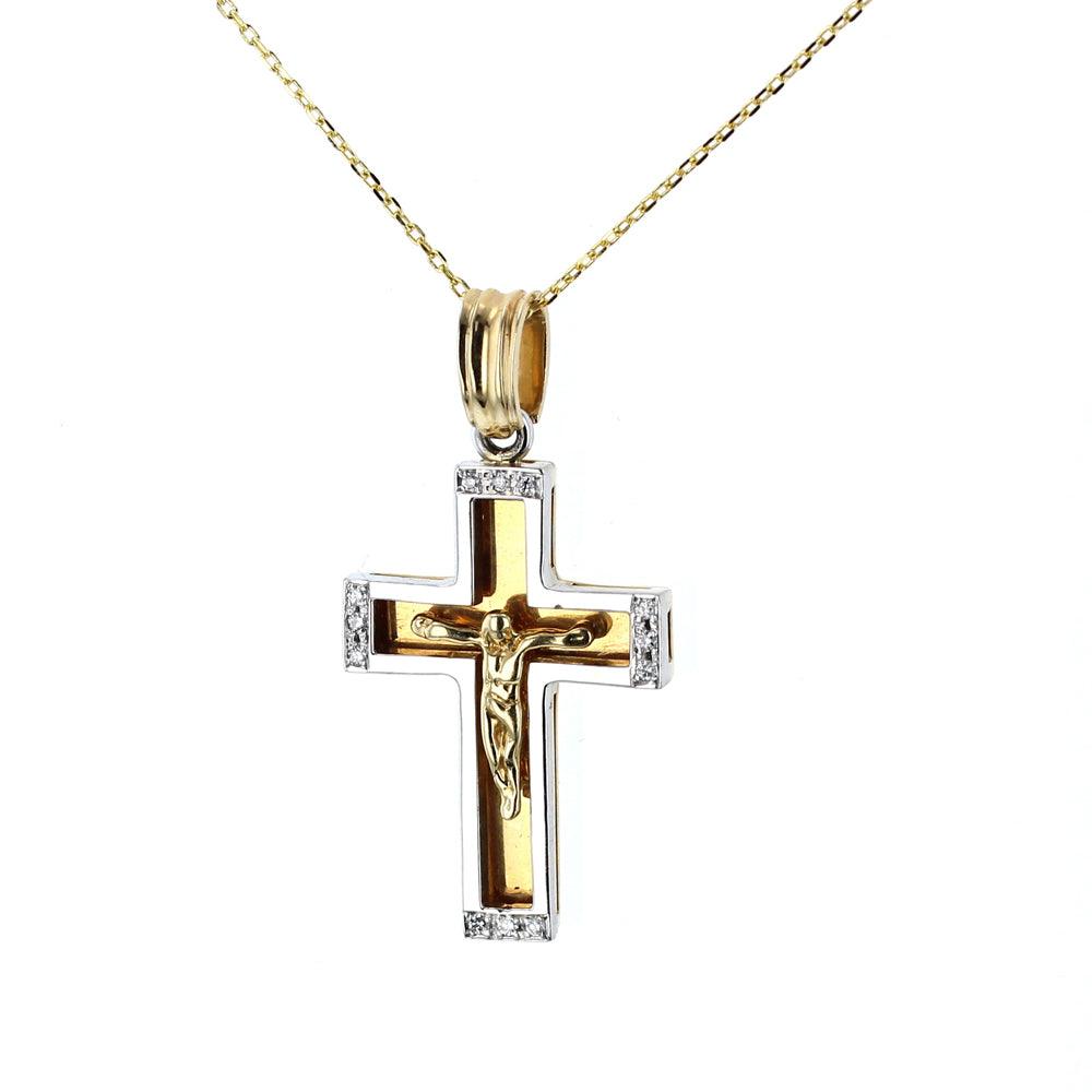 Yellow Gold Diamond Cross Pendant