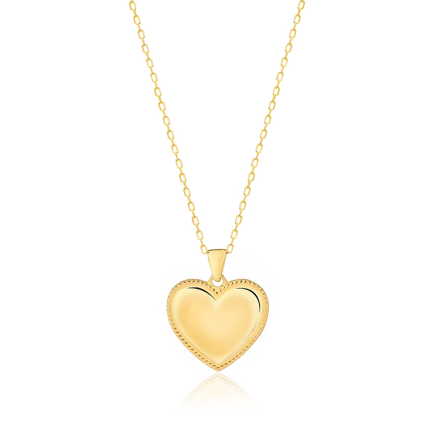 Plain Puffed Heart Pendant Sterling silver Necklace