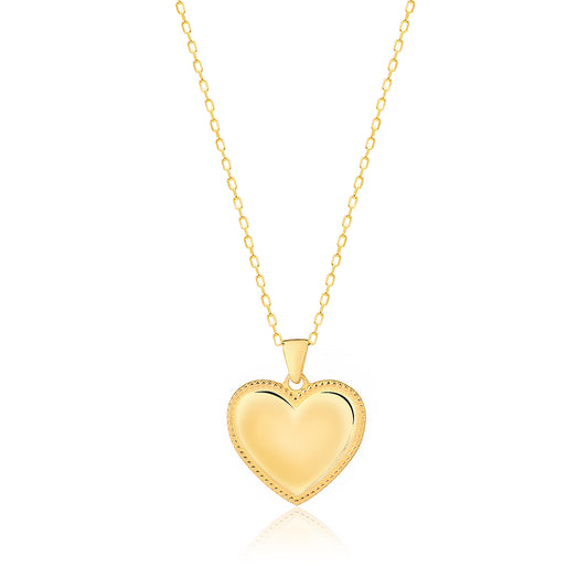 Plain Puffed Heart Pendant Sterling silver Necklace