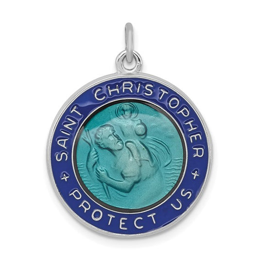 Bright Enamel St. Christopher Medal