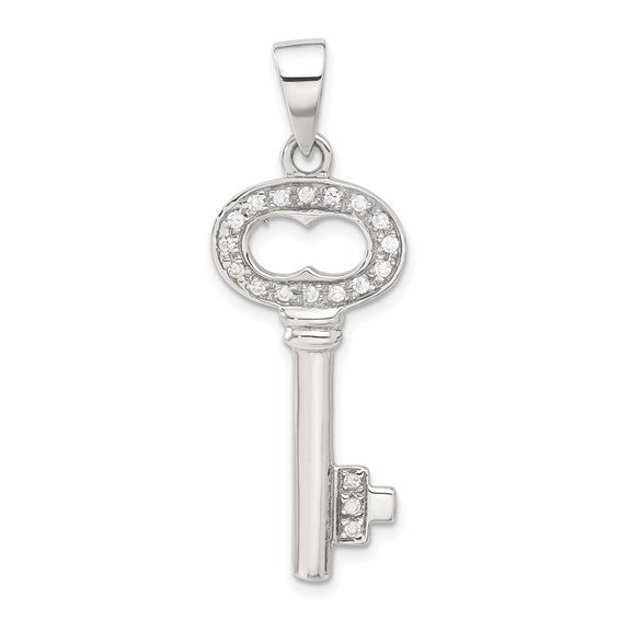 Silver CZ Key Pendant