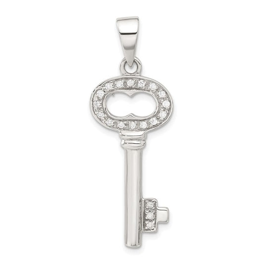 Silver CZ Key Pendant