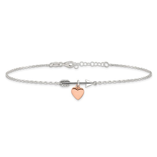 Arrow with Rose-tone Heart  Anklet