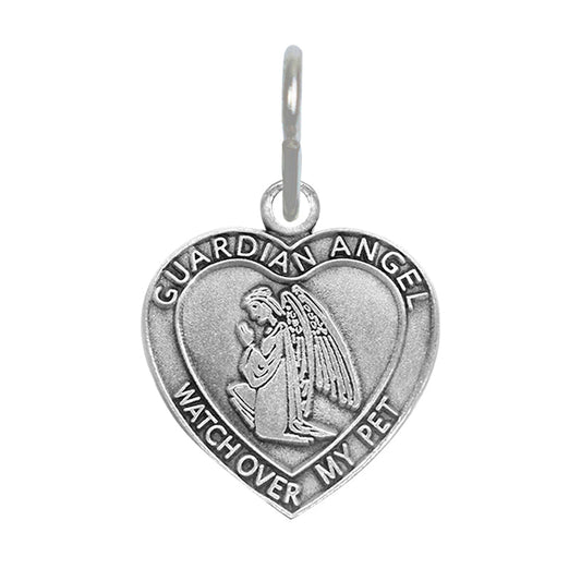 Pewter Heart and Guardian Angel Pet Medal