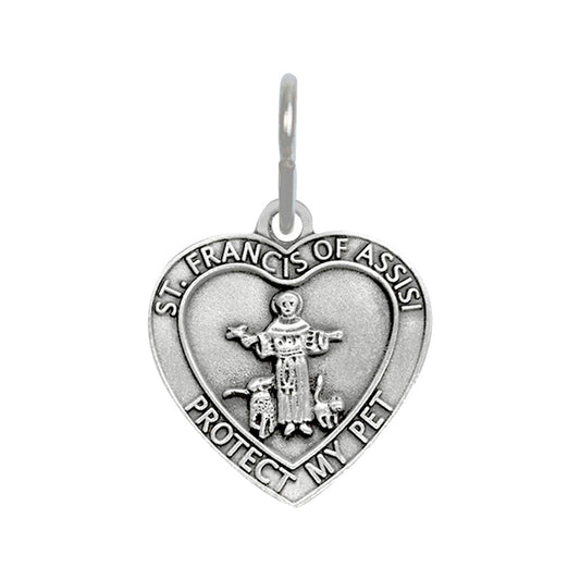 Pewter Heart and St. Francis Pet Medal