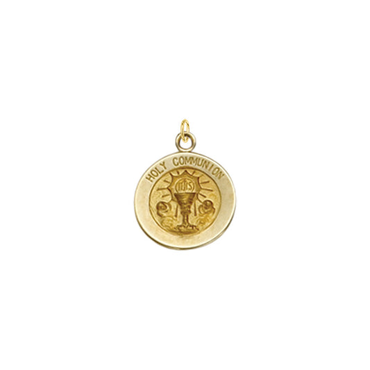 3/8 Inch Gold Round First Communion Medal