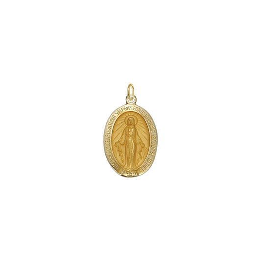 Gold Oval with Polished Border Miraculous Medal