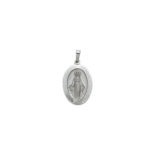 White Gold Oval Miraculous Medal