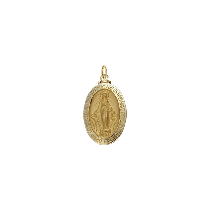 Gold Oval with Polished Border Miraculous Medal