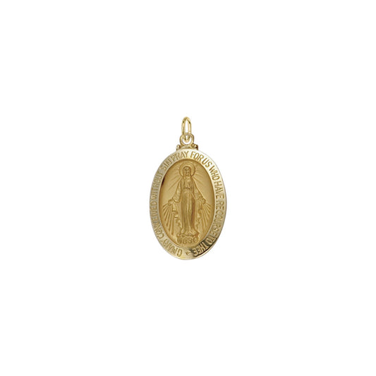 Gold Oval with Polished Border Miraculous Medal