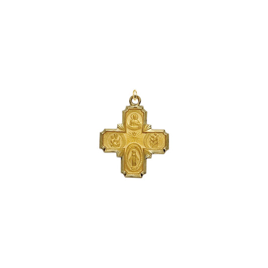 Gold Four Way Medal with Scalloped Detailing