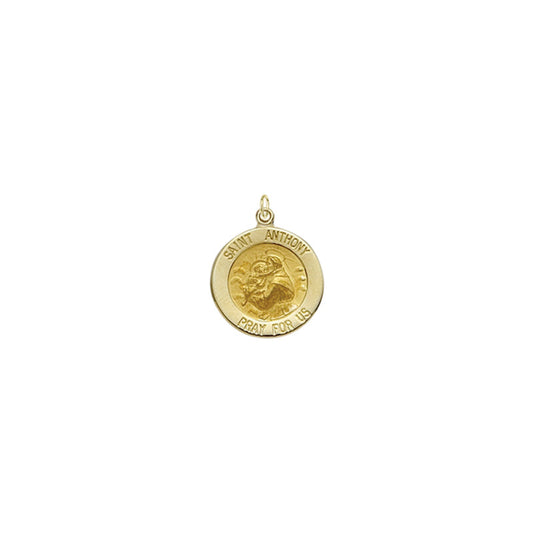 1/2 Inch Gold Round St. Anthony Medal, Patron Saint of Lost Articles