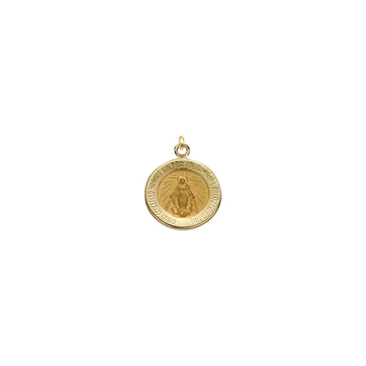 1/2 Inch Round Gold with Polished Border Miraculous Medal