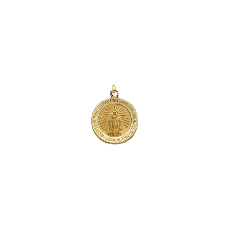 1/2 Inch Round Gold with Polished Border Miraculous Medal