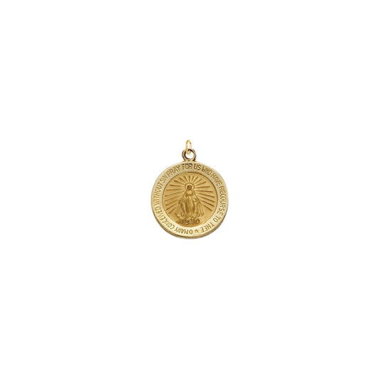 1/2 Inch Round Gold with Polished Border Miraculous Medal