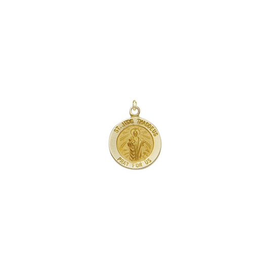 1/2 Inch Gold Round St. Jude Medal, Patron Saint of Hopeless Causes and Desperation