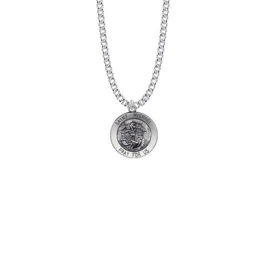Sterling Silver Round St. Michael Medal, Patron Saint of Police Officers