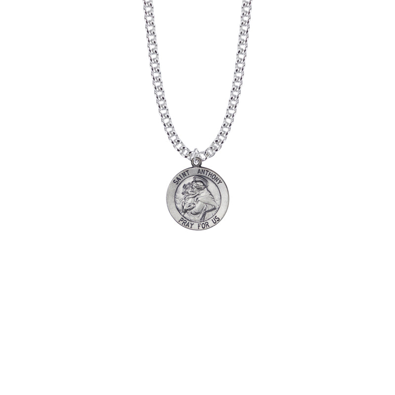 Sterling Silver Round St. Anthony Medal, Patron Saint of Lost Articles