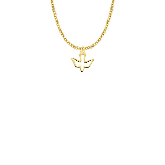 9/16 Inch 12KT Gold Filled Pierced Outline Dove Necklace