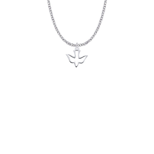 9/16 Inch Sterling Silver Pierced Outline Dove Necklace