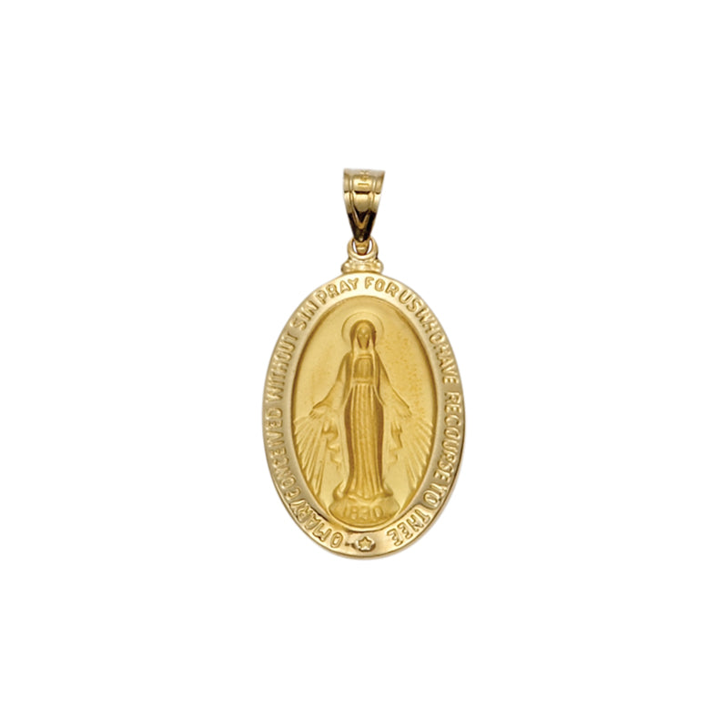 Gold Hollow Oval with Polished Border Miraculous Medal