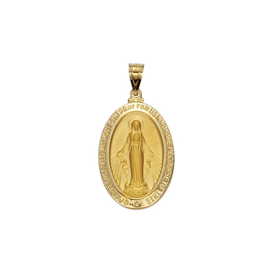 Gold Hollow Oval with Polished Border Miraculous Medal