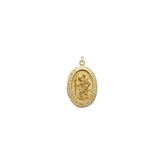 Gold Oval St. Christopher Medal, Patron Saint of Travelers