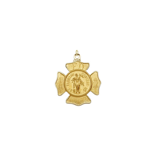 5/8 Inch Gold Shield St. Florian Medal, Patron Saint of Firefighters