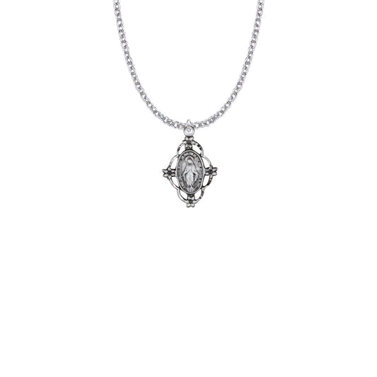Sterling Silver Filigree Oval Miraculous Medal