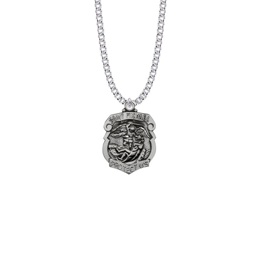 Sterling Silver St. Michael Shield Medal, Patron Saint of Police Officers