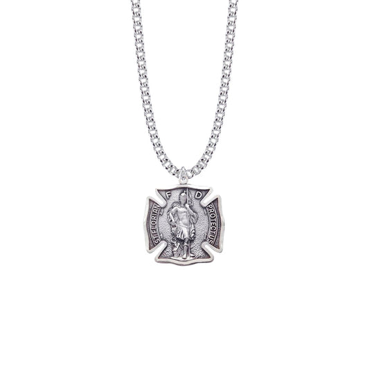 1-1/8 Sterling Silver St. Florian Shield Medal, Patron Saint of Firefighters