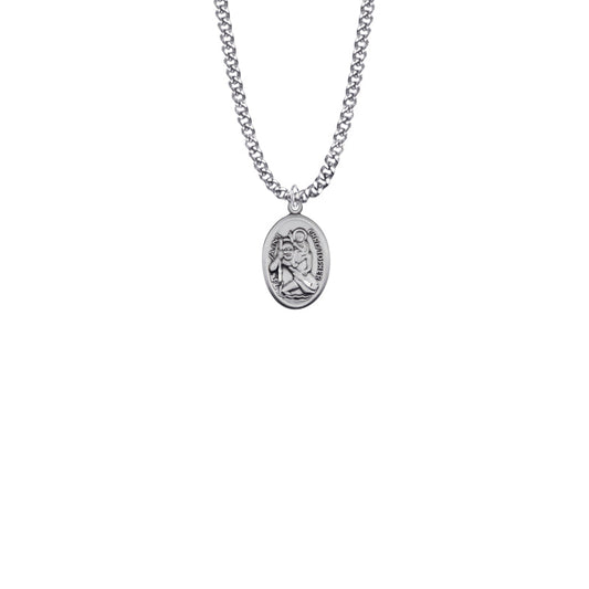 Sterling Silver Oval St. Christopher Medal, Patron Saint of Travelers