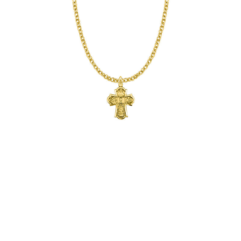 5/8 Inch 12KT Gold First Communion Four Way Medal