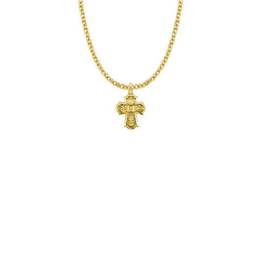 5/8 Inch 12KT Gold First Communion Four Way Medal