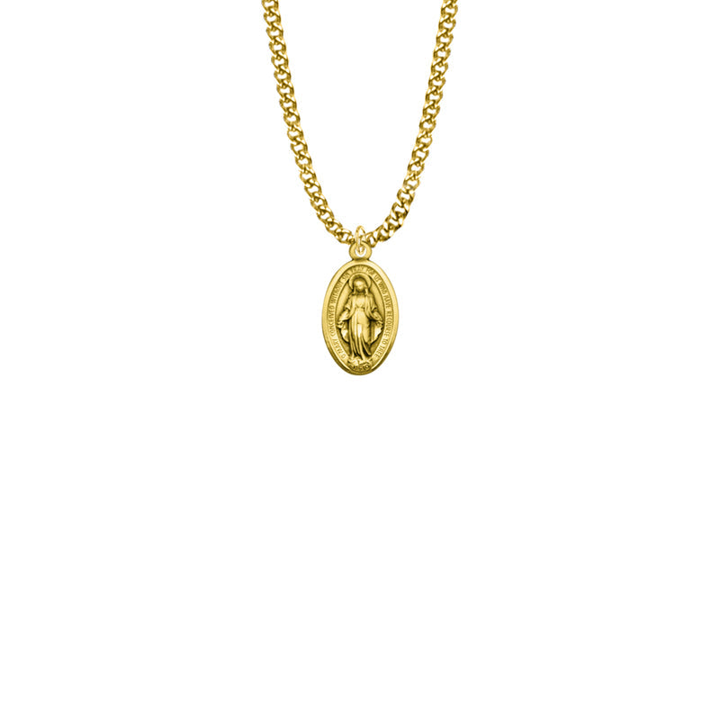 Gold Filled Oval Engraved Miraculous Medal