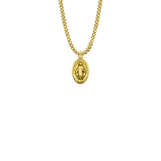 Gold Filled Oval Engraved Miraculous Medal