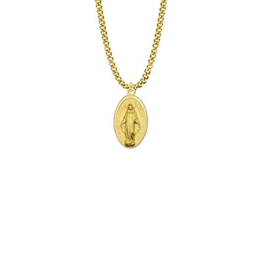 10KT Gold Filled Satin Oval Miraculous Medal