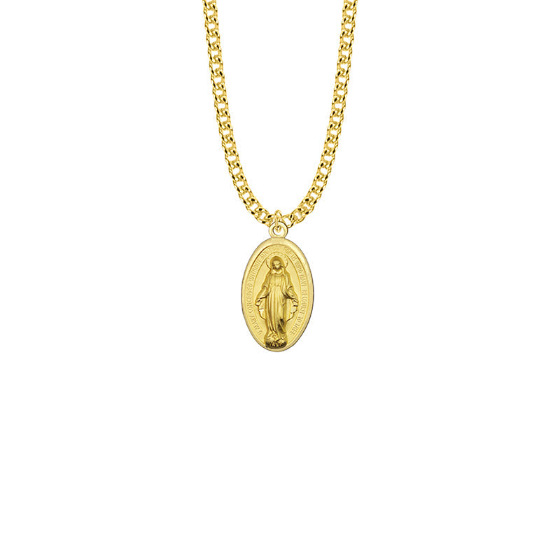 Brass Gold Finish Oval Miraculous Medal