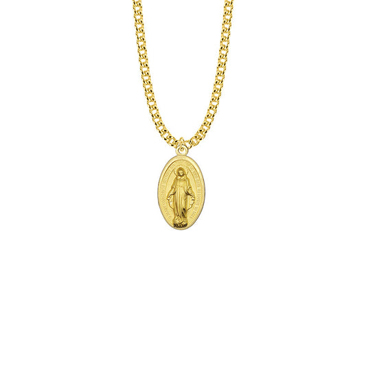 Brass Gold Finish Oval Miraculous Medal