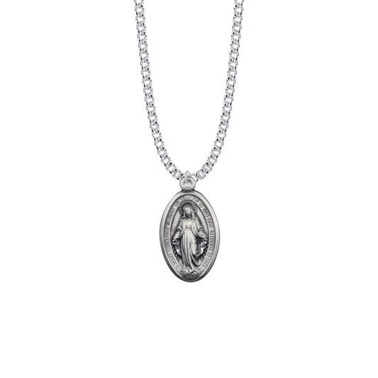 Sterling Silver Oval Miraculous Medal