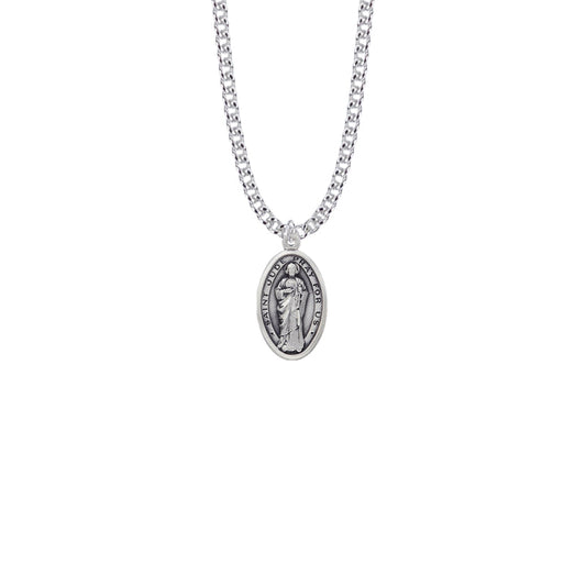 Sterling Silver Oval St. Jude Medal, Patron Saint of Hopeless Causes and Desperation