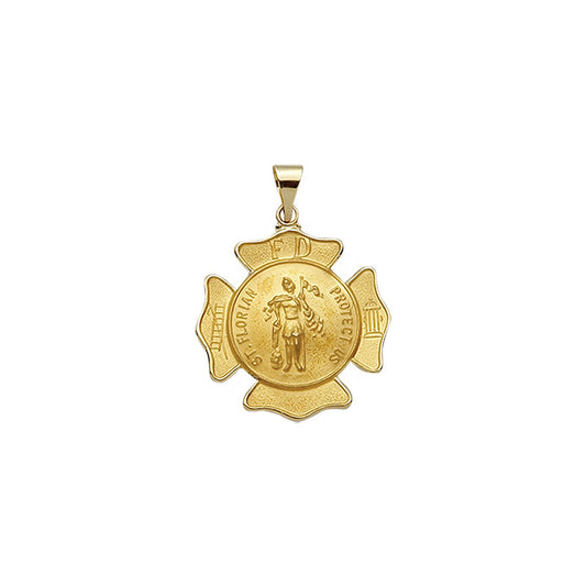 Gold Hollow Shield St. Florian Medal, Patron Saint of Firefighters