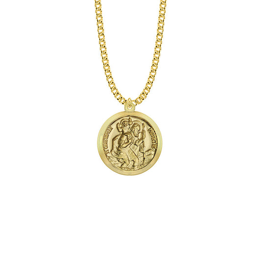 7/8 10KT Gold Filled Round St. Christopher Medal, Patron Saint of Travelers