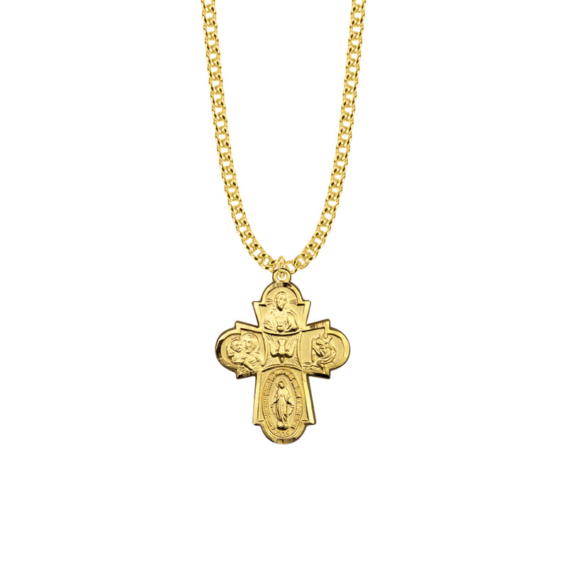 12KT Gold Filled Engraved Five Way Medal Necklace