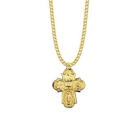 12KT Gold Filled Engraved Five Way Medal Necklace