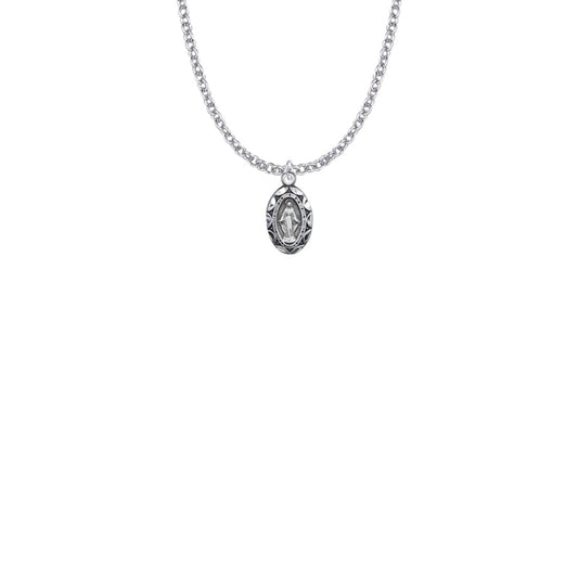 9/16 Inch Sterling Silver Oval Miraculous Baby Medal