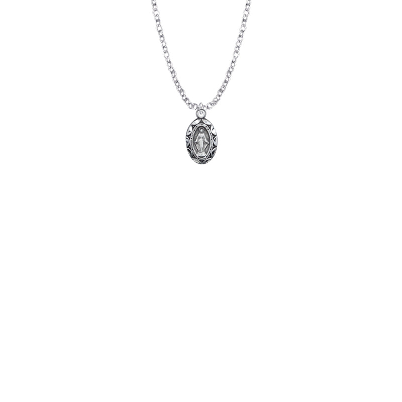 9/16 Inch Sterling Silver Oval Miraculous Baby Medal